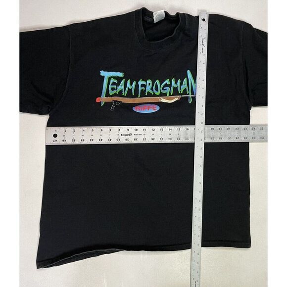VINTAGE Team Frogman Hunting Fish Graphic T-shirt Men XL Black Short Sleeve - Picture 6 of 6